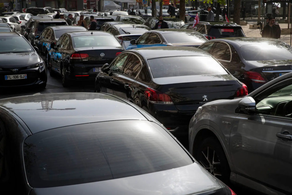 Photo d'une manifestation de VTC à Paris